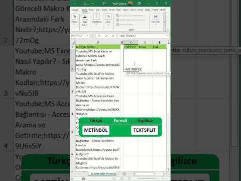 Excel’de MetinBöl Formülünü Nasıl Kullanabilirsiniz #excel #metin #böl #shorts