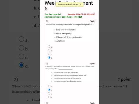 Nptel introduction to internet of things week 5 assignment answer 2024|nptel week 5 iot answer 2024