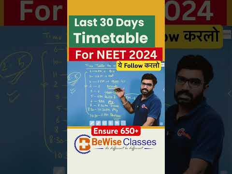 Last 30 Days #Timetable for #NEET2024 Aspirants | #SunilSir #BeWiseClasses