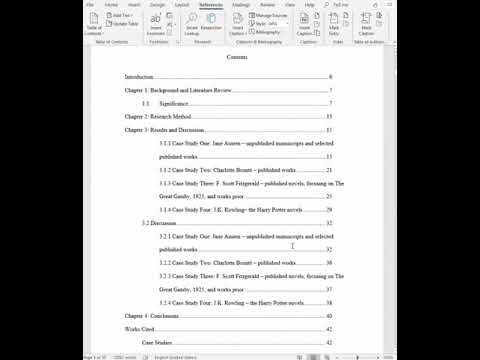 Automatically creating a table of contents in Word