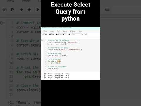 Execute Select Query from python #python #coding #code
